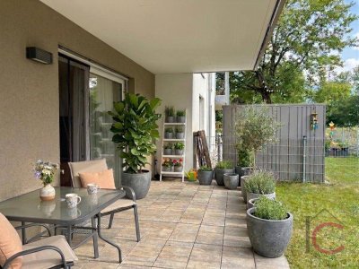 Schöne 2-Zi.-Gartenwohnung mit Terrasse und TG-Stellplatz an der Drau