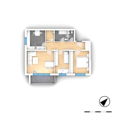 Gut geschnittene 3 Zimmer Wohnung mit Balkon ab 01.06.24