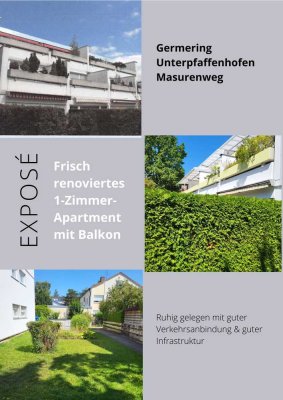 Erstbezug nach Sanierung mit Balkon und EBK: Geschmackvolle 1-Raum-Wohnung in Germering