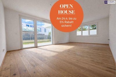 Bis zu -5% Rabatt sichern! FERTIGGESTELLT! Naturnah + perfekt angebunden! 4-Zimmer-Gartenwohnung mit hochwertiger und nachhaltiger Ausstattung im DAS WEGL!