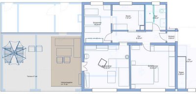 Ruhige 2,5-Zimmer Wohnung mit großer Dachterrasse in Ingersheim