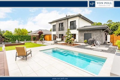Neuwertige Designer-Villa mit Salzwasser-Swimmingpool und Gartensauna in ruhiger Lage