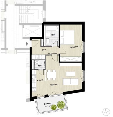 Helle elegante 2-Zimmer-Wohnung mit Südbalkon und EBK