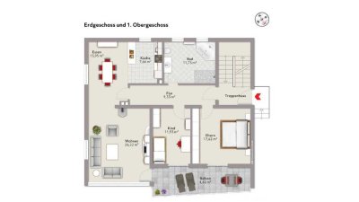 Sehr schöne Wohnung mit zwei Schlafzimmer und offener Küche