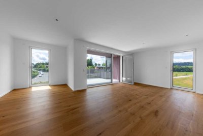 Mit Blick über Kempten und in die Alpen.