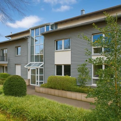 Stilvolle 3-Zimmer-Erdgeschosswohnung mit unverbaubarem Blick ins Grüne und Garage!
