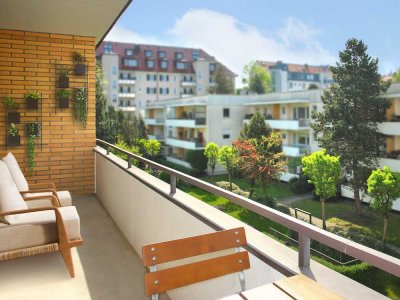 Der Frühling kann kommen, sonniger Südbalkon zum Garten, frei zum sofortigen Bezug