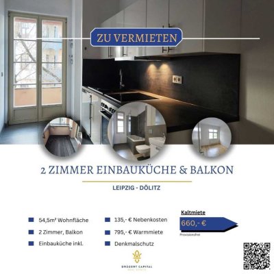 2 Zimmerwohnung mit Balkon, Einbauküche sowie modernen Bad