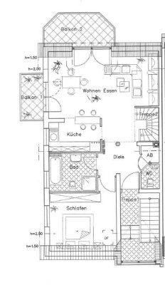 Stilvolle 3-Raum-Maisonette-Wohnung mit Balkon in Schriesheim