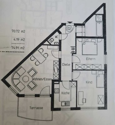 Helle 3-Zimmer EG Wohnung mit Terrasse und EBK in Nufringen