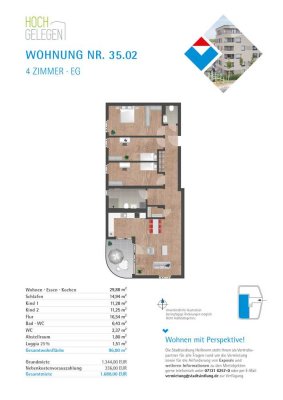 ERSTBEZUG JULI 2026 im Hochgelegen !Moderne 4 Zimmer-Wohnung TYP C
