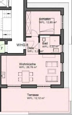 Erstbezug 2-Zimmer-Neubauwohnung mit TG-Stellplatz und großzügiger Dachterrasse