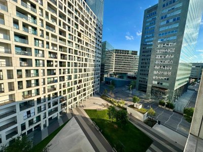 Hohe Wohnqualität garantiert: Nähe U1, zwischen Donaupark, UNO und Donauinsel - voll möbliertes 2-Zimmer-Apartment mit Loggia im obersten Stockwerk.