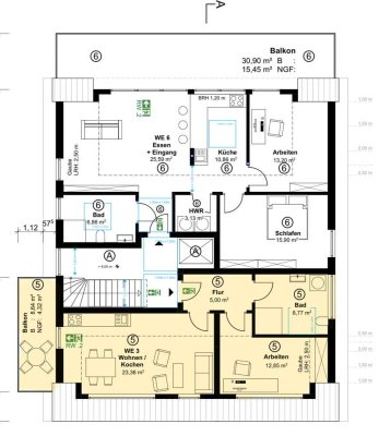 Wohnung WE 05 DG, Keller und Balkon