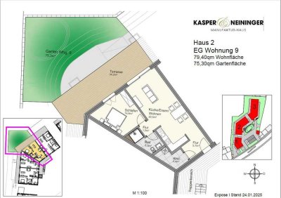 Hochwertige 2-Zimmer- Wohnung mit Terrasse und tollem Garten