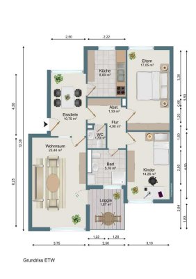 "Stilvoll Wohnen: Moderne 3-Zimmer-Wohnung mit Attraktiver Ausstattung"