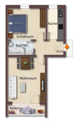 2 KZB Wohnung mit Südbalkon zu verkaufen - Bilder folgen