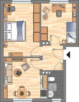 2-Zimmer-Wohnung im Erdgeschoss mit Dusche in Wilhelmshaven - zentrale Lage !!!