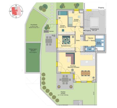 Süd-West Ausrichtung und über 100qm Garten, 4 Zimmer mit Gäste WC, Abstellraum