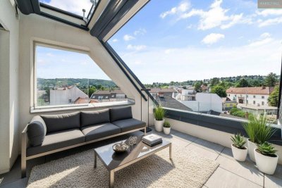 2-Zimmer-Penthouse in ERSTBEZUGS-Qualität mit Terrasse und Garage in Toplage
