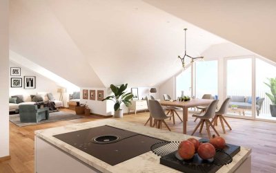 Lichtdurchflutete DG-Wohnung mit Blick ins Grüne und zwei Balkonen