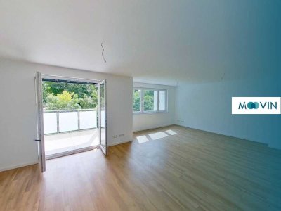 Option auf EINBAUKÜCHE: Lichtdurchflutete 3-Zimmer-Neubauwohnung mit offenem Küchenbereich und gr...