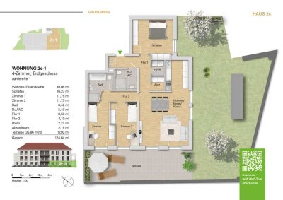 ***4 Zi. Neubauwohnung im EG, WE 2c-1 mit 2 Terrassen u. Gartenanteil zu verkaufen**
