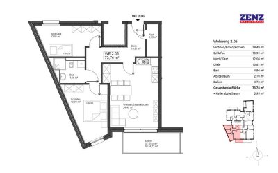 3-Zimmer-Wohnung mit Balkon