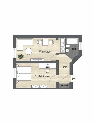 Gepflegte 2-Zimmer-Wohnung in zentraler Lage von Essen