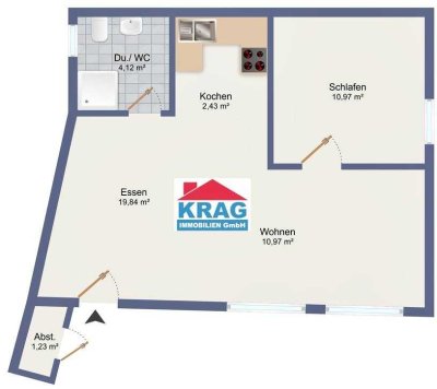 ++ KRAG IMMOBILIEN ++ Ideal für Singles ++ 1 Riesenraum ++ Stellplatz ++ Abstellraum ++ Küche ++