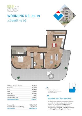ERSTBEZUG JULI 2026 im Hochgelegen ! Penthouse 3 Zimmer-Wohnung TYP  D