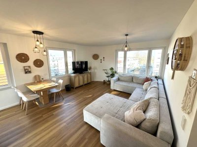 Penthouse mit Rheinblick & riesiger Südterrasse – 3 Zimmer in Bestlage