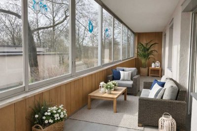 Helle, gut geschnittene 3 ZKB mit großem verglasten Balkon in Augsburg-Hammerschmiede