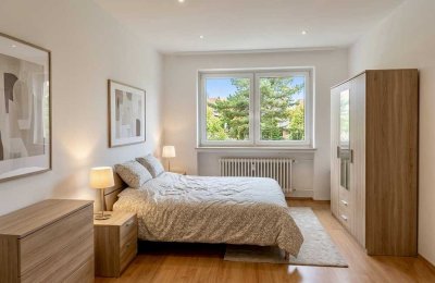 Modernes Wohnerlebnis am Waldrand: Voll möblierte 2-Zimmer-Wohnung mit West-Balkon