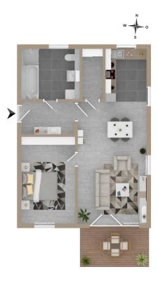 Licht, Luft & Lebensqualität–2-Zimmer-Wohnung mit Terrasse im EG