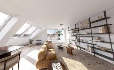 THE TEMPTATION - Dachgeschoss-Maisonette mit 2 Terrassen + Balkon | 23 m² Freifläche, 3 Zimmer