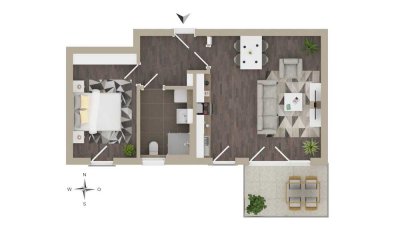 Stilvoll Wohnen und Sonne genießen-moderne 2-Zimmer-Wohnung