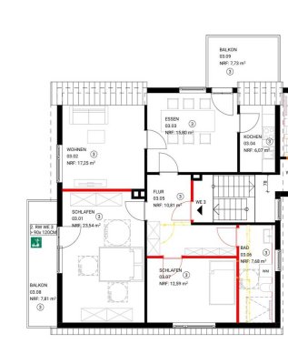 Helle 3-Zimmer-Wohnung mit 2 Balkonen – Erstbezug nach Renovierung