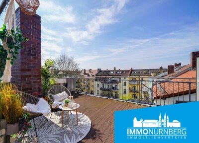 Mit Seltenheitswert: Wohnen auf zwei Ebenen mit 36 m² Dachterrasse
