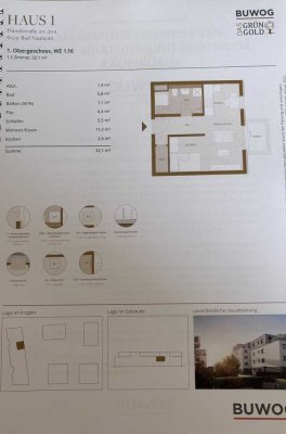 Charmante 1,5-Zimmer-Wohnung im 1. OG mit Balkon, EBK & Tiefgarage