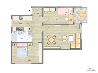 Helle renovierte 3-Zimmer Wohnung mit Balkon und EBK