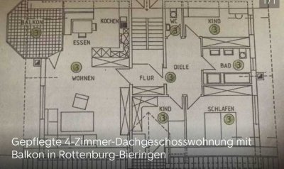 Vollständig renovierte 4-Zimmer-Wohnung mit Balkon in Rottenburg