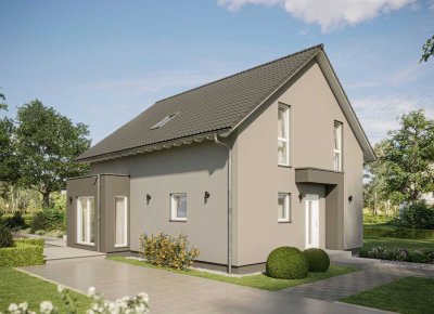 Design trifft Technik - projektiertes Familienhaus mit elektrischen Highlights und Doppelgarage
