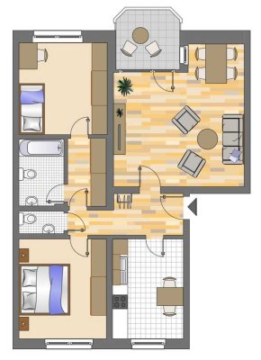 3-Zimmer, neues Bad, Balkon
