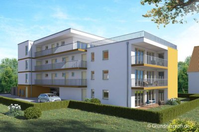 Neubauprojekt in Süßen! Tolle 4-Zi.- Erdgeschosswohnung mit Terrasse und Gartenanteil, Aufzug !
