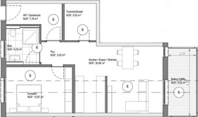 Erstbezug: exklusive 3-Zimmer-Etagenwohnung mit Balkon in Karlsbad (Spielberg)