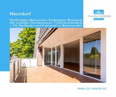 Großzügige Maisonette-Endetagen-Wohnung mit Fahrstuhl + Dachterrasse + Küchenbalkon + TG-Stellplatz!