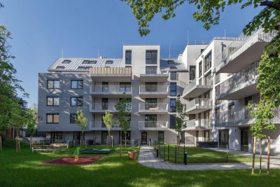 Bis 30.6. noch teilw. Eintragung sparen - Provisionsfrei: 4 Zimmer mit Balkon im Grünen und doch in der Stadt - ERSTBEZUG.