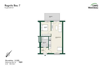 Erstbezug - Helle 2-Zimmer-Wohnung im obersten Geschoss mit Balkon - geförderte Miete - 2 Zimmer
