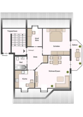 Helle, ruhig gelegene 3-Zi.-Wohnung in Arzbach, Balkon + Gartenmitbenutzung